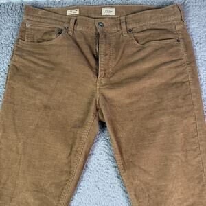 J Crew 250 Corduroy Pants Mens 36x34 Brown Fair Trade Preppy Chino Skinny Fit